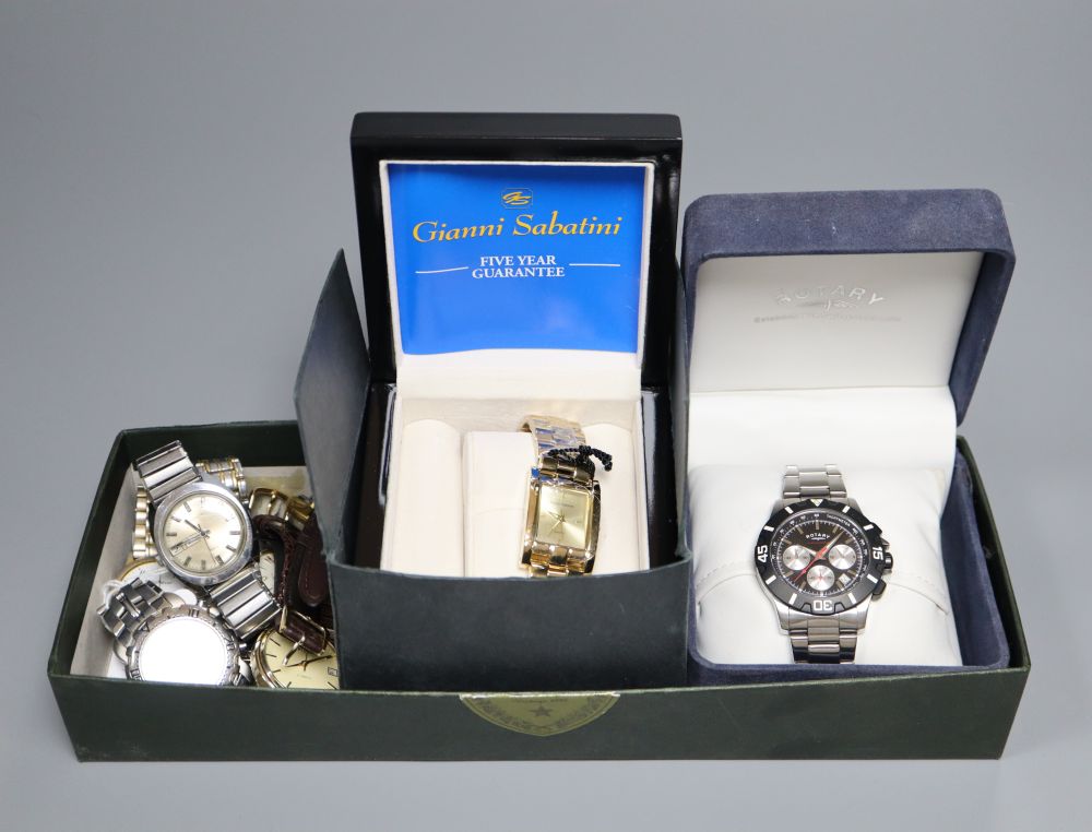 A Rotary Chronospeed gentlemans wristwatch (boxed) and a nine other fashion and vintage watches,